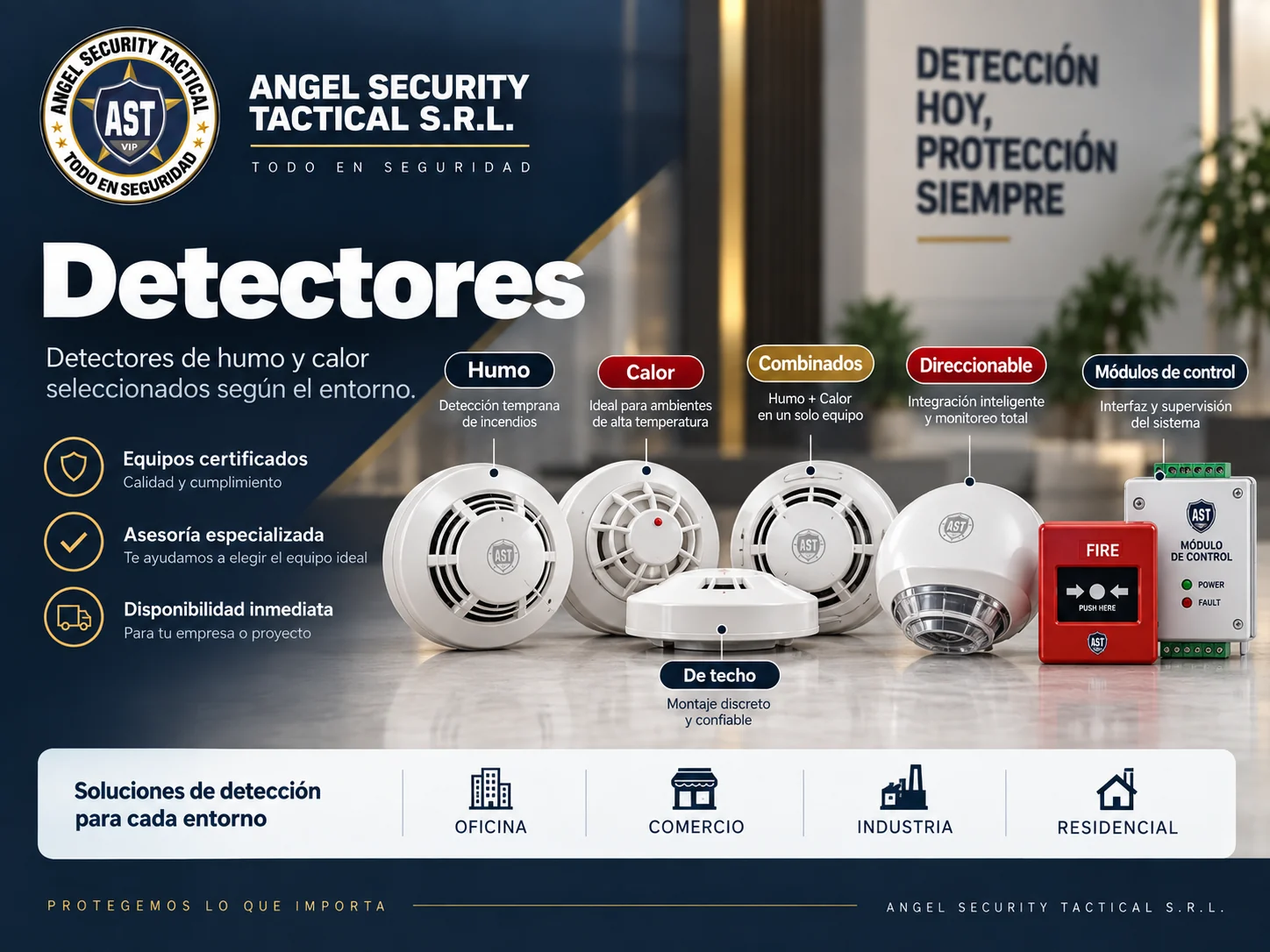 Detectores de humo calor combinados y módulos de control
